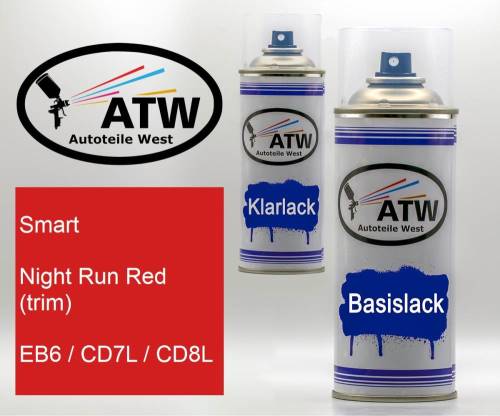 Smart, Night Run Red (trim), EB6 / CD7L / CD8L: 400ml Sprühdose + 400ml Klarlack - Set, von ATW Autoteile West.